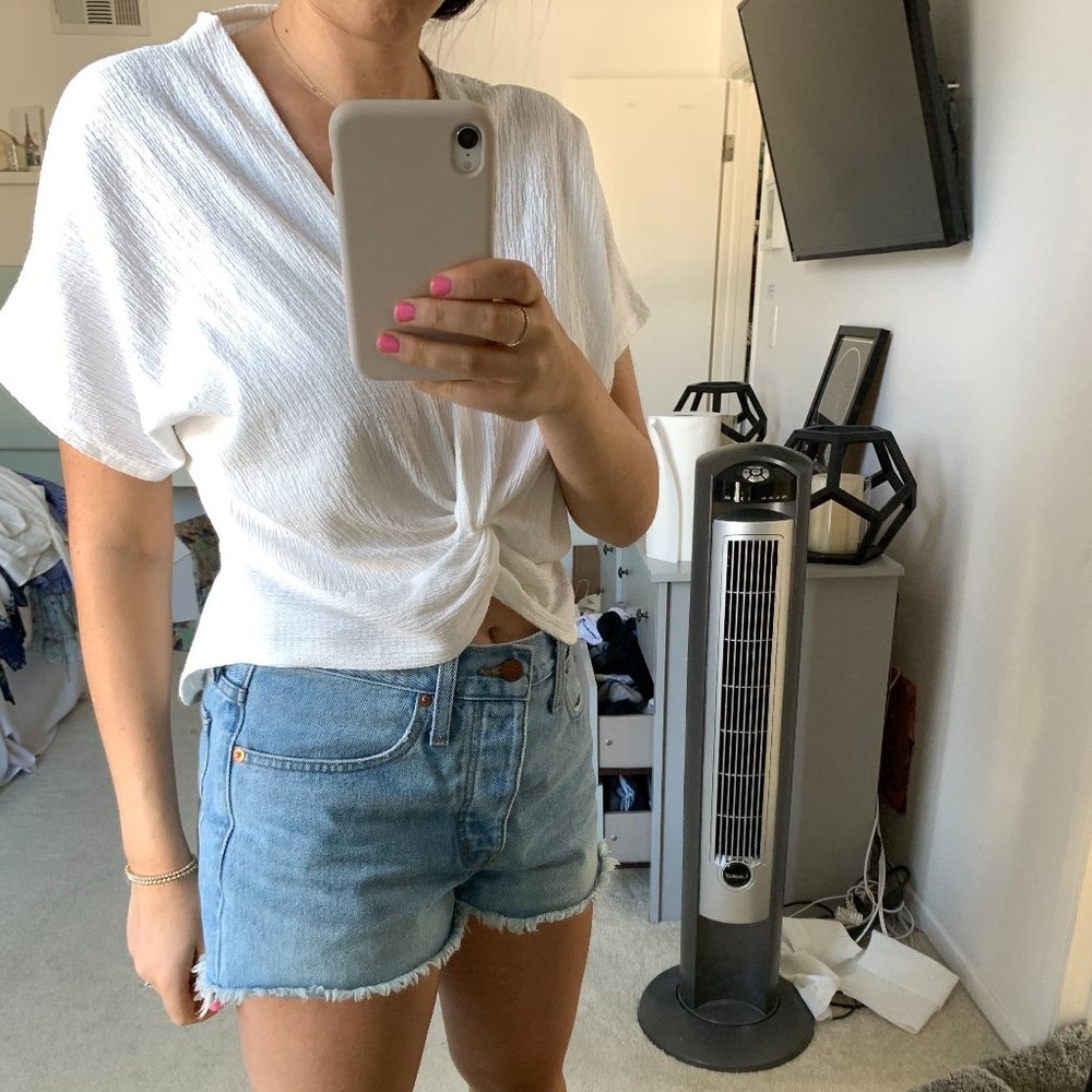 Cropped White Twisted Tunic